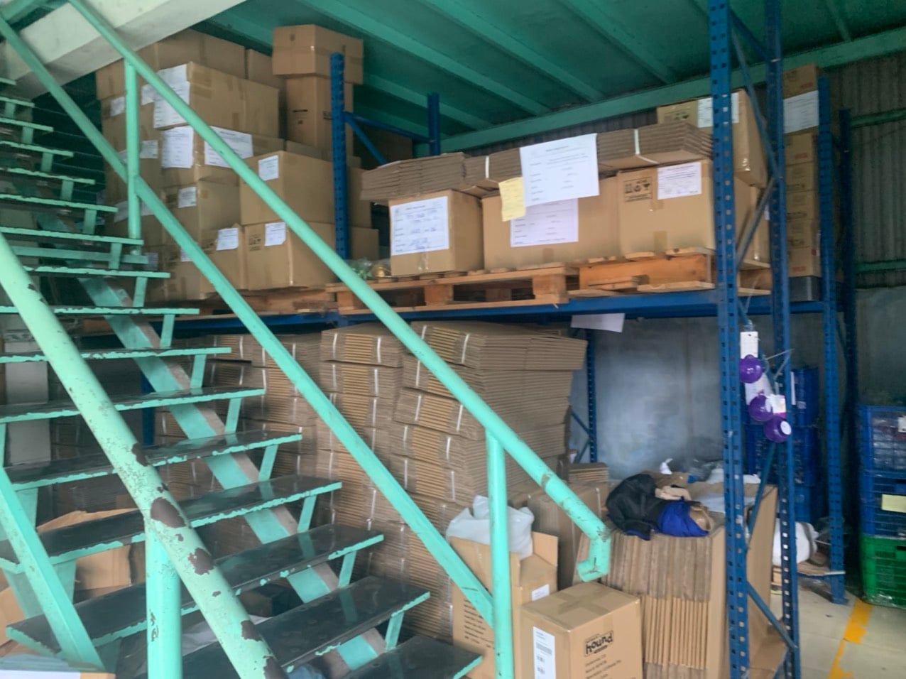 Carton box storage area